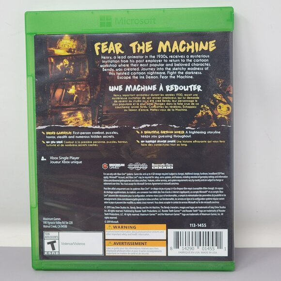 Bendy And The Ink Machine Xbox One Game Untested‎ - Picture 2 of 6